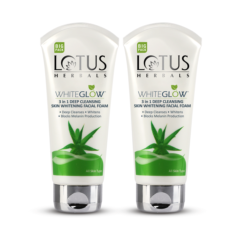 Lotus Herbals WHITEGLOW 3 in 1 Deep cleansing Skin Brightening Facial Foam